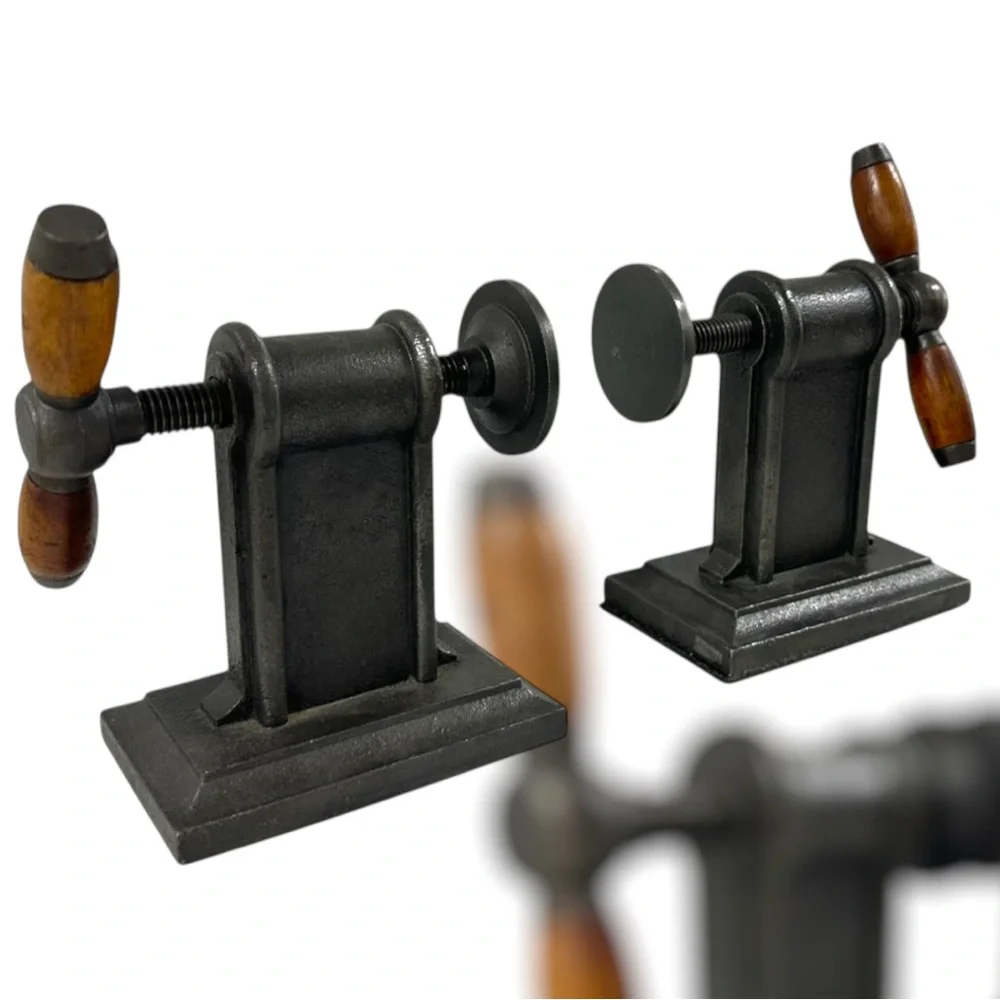 Restoration Hardware Pair Of Cast Iron Vise Screws Industrial Bookends